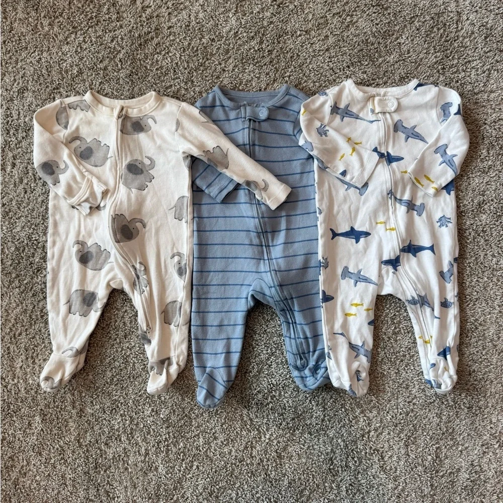 Carter's Kids Footies Baby Footed Zip Pajama Bundle  Size 3-6 months